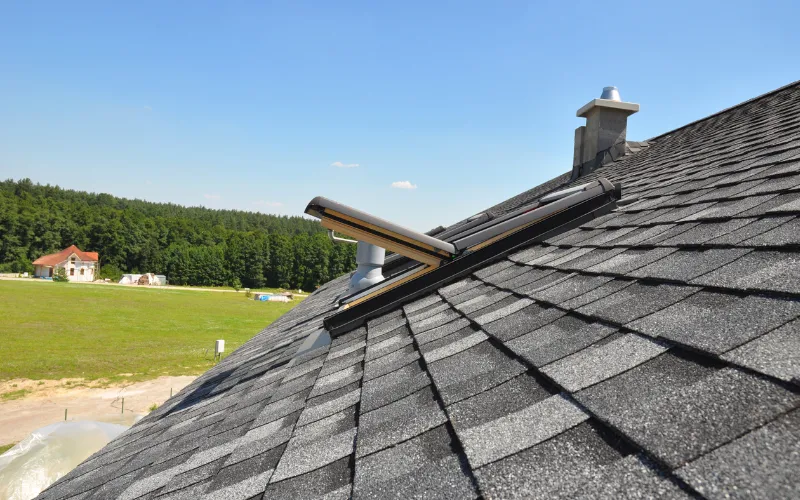 new roof installation estate gray with adjustable skylight