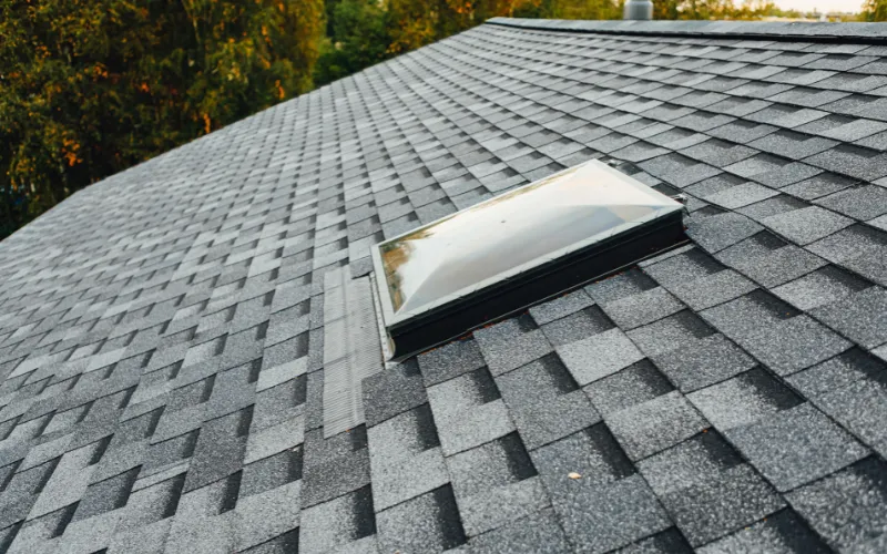 new roof installation estate gray with skylight